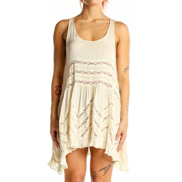 Free People Other - ✨Free People Intimately | Lemon Yellow Voile and Lace Trapeze Slip Dress